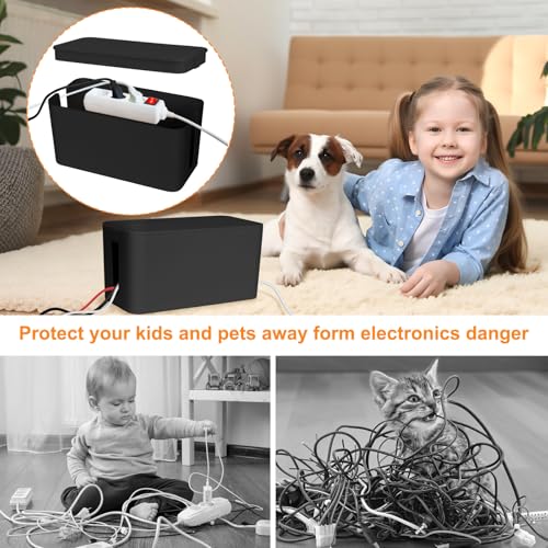 Mini Cable Management Cord Cover Wire Hider Box Concealer Organizer Protector System for Home Theater Entertainment Center Office School (Mini, Black) - color: Black