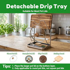 Stainless Steel Pot Lid Organizer, Double-Layer Kitchen Pot Lid Storage Rack with Removable Drip Tray, Countertop Spoon & Utensil Holder for Stovetop (Silver)