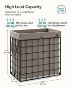 SONGMICS Laundry Hamper, 29 Gal. (110L) Laundry Basket, Collapsible Clothes Hamper, Removable and Washable Liner, Metal Wire Frame, for Bedroom Bathroom, Black and Camel Brown ULCB111N01 - color: Black + Camel Brown, size: 110 L
