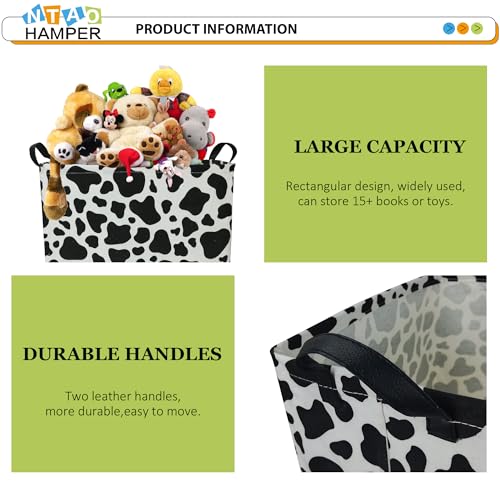 NTAOHAMPER Rectangular Cow Storage Basket, Waterproof Cowprint Box with Handles, Room Decor, Gift Basket for Cow Lovers, Collapsible Storage Bin - color: Cow Pattern