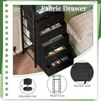Furnulem 5 Drawers Dresser with Charging Station, Fabric Chest of Drawers with Open Shelf, Tall Night Stand, Bedside Table for Closet, Entryway, Bedroom Furniture, 3 Ways to Use, Black Oak - color: Black Oak, size: 5 Drawer