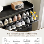 Nicetree Shoe Storage Cabinet with 2 Flip Drawers, Freestanding Shoe Organizer, Shoe Cabinet with Metal Legs, Narrow Shoe Rack Cabinet, Farmhouse Slim Shoe Cabinet for Entryway, Foyer, Hallway, Black - color: Black, style: 2-Drawers