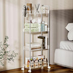 SPACEKEEPER Acrylic Rolling Storage Cart 4 Tier Clear Bathroom Cart Organizer, Transparency Rolling Utility Cart Laundry Room Organization Multifunction Mobile Shelving Unit for Office, Living Room - size: 4 Tier