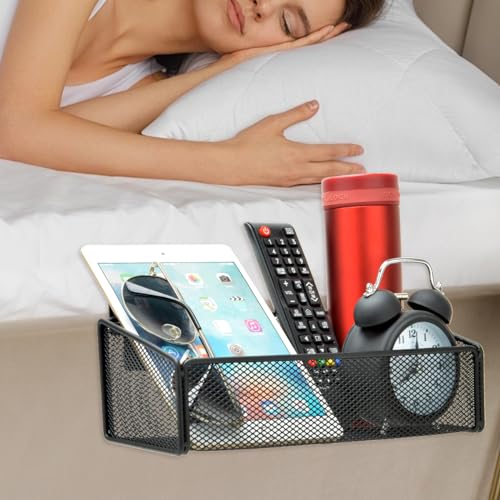 Bedside Shelf Bunk Bed Organizer Shelf Hanging Storage Metal Basket Phone Holder for Bedroom,Dorm,Office - Easy Use for Both Adult and Kids (Black) - color: Black