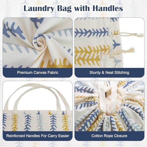 Canvas Laundry Bag 33"Wx 35"H, Thick Canvas Laundry Bag with Handles & Drawstring, Extra Large Heavy Duty Washable Basket Liner Hamper Liner Storage Sack (Fishbone) - color: Fishbone,1pc XL, size: XL 33"W x 35"H┃1 Pack