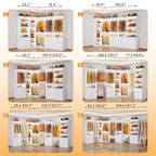 Closet System with 4 Sets, 8.5FT-21.5FT Corner Closet Organizer System with 9 Drawers & 12 Shelves & 8 Hanging Rods, L-Shaped Modular Closet System adjustable for Freestanding or Walk-in Closet, White