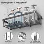 Liuoud 5 Pack Shower Caddy Organizer Rack Shelf for Inside Shower, Self Adhesive Bathroom Wall Storage Basket Rustproof Stainless Steel Large Capacity Shampoo Holder, Dark Grey - color: Dark Grey
