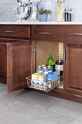 ClosetMaid 11 in. Pull Out Cabinet Organizer, Heavy Duty, Slide Out Pantry Shelves Drawers for Kitchen, Bathroom, Nickel - color: Nickel, size: 11-Inch One Tier