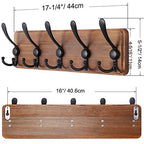 SKOLOO Rustic Wall Mounted Coat Rack: 16" Stud Spacing, Pine Real Wood Plank Wall Coat Rack with 5 Triple Hooks, Farmhouse Coat Hanger Wall Mount for Hanging Backpack Jacket Coat Hat - color: Brown Plate & Black Hook, size: 1 Item-5 Hooks