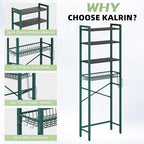 Kalrin Over-The-Toilet Storage Rack, 4-Tier Bathroom Organizer Shelf Over Toilet with Adjustable Shelf and Basket, Freestanding Space Saver Bathroom Shelves Above Toilet for Room (Green- Black) - color: Green- Black