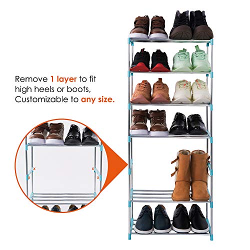 3-Tier Stackable Small Shoe Rack, Lightweight Shoe Shelf Storage Organizer for Entryway, Hallway and Closet(Blue) - color: Blue, size: 3-Tier