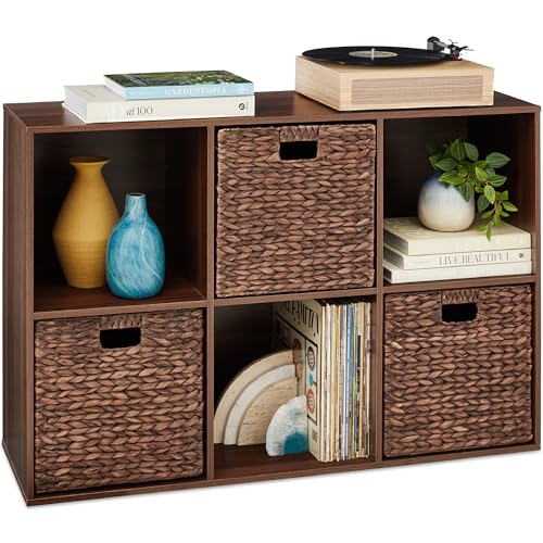 Best Choice Products 6-Cube Storage Organizer, 13.5in Shelf Opening, Bookcase, Display Shelf, Customizable w/ 3 Removable Back Panels – Walnut - color: Walnut, size: 6-Cube, 13.5in Shelf Opening