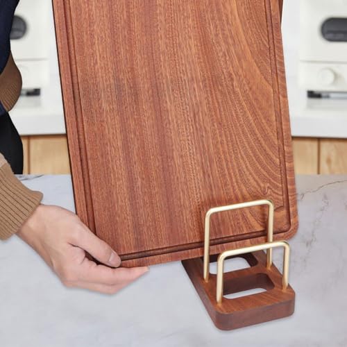 Chopping Board Rack with Wood Base Multi Layer Lid Holder Baking Pan Storage Organiser Cabinet Accessory for Home Kitchen - size: 16.6*10*15.4cm