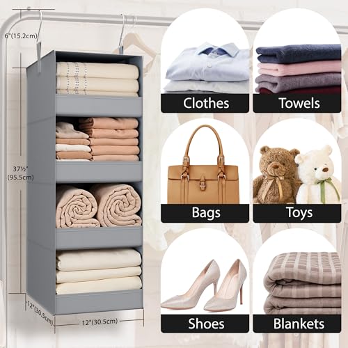 GRANNY SAYS 4-Shelf Hanging Organizer, Closet Hanging Shelves, Closet Hanging Storage Organizers, Organization for Bedroom, Living Room, Baby Nursery, Camper Accessories, Gray, 1-Pack - color: 4-shelf Ash Gray, size: 1-Pack