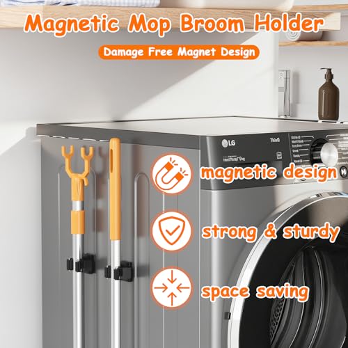 4 Pack Strong Magnetic Mop Broom Holder, Heavy Duty Magnetic Broom Mop Hanger for Cleaning Tools, Wall Mounted Mop Broom Holder for Laundry Garage Kitchen Workshops Shed - size: 4Pcs Magnetic Broom Holder