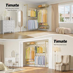 Timate F2 Industrial Pipe Clothes Rack Wall Mounted Clothing Rack for Hanging Clothes, Expandable Garment Rack Heavy Duty Wardrobe Closet Organizer and Storage, Adjustable Industrial Closet Kit, Gold - color: Gold, style: Timate F2