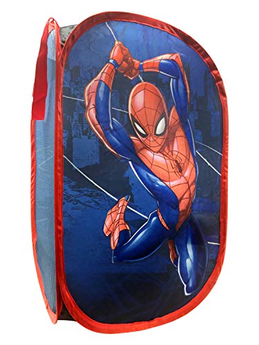 Jay Franco Marvel Spiderman Web Sling Pop Up Hamper - Mesh Laundry Basket/Bag with Durable Handles, 22" x 14" - color: Avengers - Spiderman
