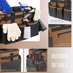 SCAVATA Wearable Cleaning Caddy, Cleaning Caddy Supplies Organizer with Handle & Shoulder Straps for Housekeepers, Under Sink & Car Cleaning Tool Organizers Bag with 4 Foldable Divider (Brown) - color: Brown