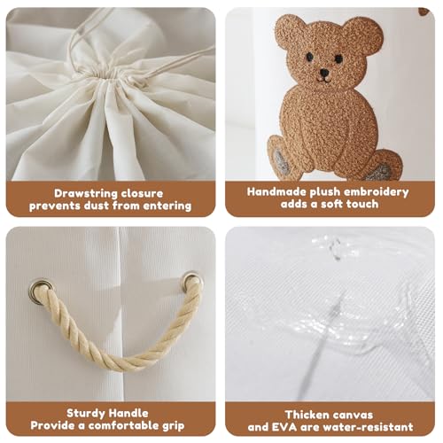 INough Large Laundry Basket Tall Baskets Storage for Dirty Clothes, Toys Storage Bins Baby Hamper 58L Clothes Hamper Blanket Basket Baby Toys Organizer for Nursery Bedroom Living Room Decor, Bear - color: Bear, size: XL