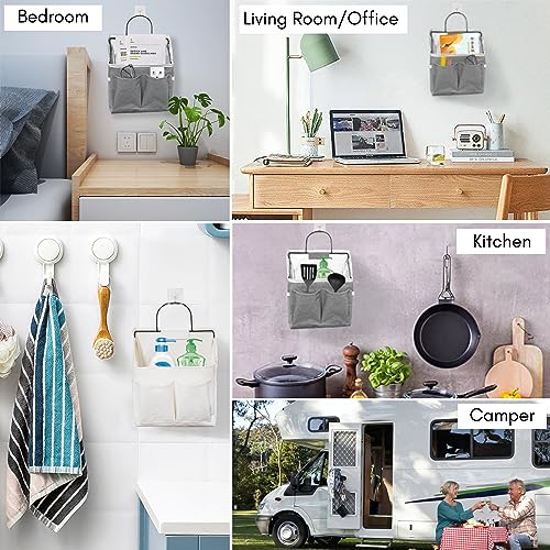 Kanrichu 2pcs Small Wall Hanging Organizer Bag, Linen Fabric Door Hanging Storage Basket with Pockets, Waterproof Bin for Kitchen, Bedroom, Office, RV Camper (Triangle) - color: Triangle-Small (2 pcs)