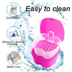 Keedolla 2 Pack Denture Bath Box Cup Retainer Cleaner Case with Strainer Basket, Mouth Guard Cleaning Case Denture Storage Soaking Holder - Black & Rose Red - color: Black & Rose Red
