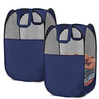 2 pop-up Laundry Hampers，Foldable mesh Laundry Baskets (Each with 2 Reinforced Handles), Blue …… - color: Blue(2 pcs)
