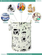 FANKANG Storage Basket, Nursery Hamper Canvas Laundry Basket Foldable with Waterproof PE Coating Large Storage Baskets for Kids Boys and Girls, Office, Bedroom, Clothes,Toys（Cows） - color: Cows