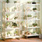 Shintenchi 2 Pieces 5 Tiers Bookshelf, Classically Tall Bookcase Shelf, Industrial Book Rack, Modern Book Holder in Bedroom/Living Room/Home/Office, Storage Rack Shelves for Books/Movies-Gold - color: 2pcs/Gold