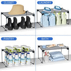 Neudeco Shelf Organizer - Stackable Cabinet Shelves - 2 Pack for Kitchen, Closet, Bathroom, Gray