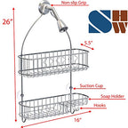 Simple Houseware Bathroom Hanging Shower Head Caddy Organizer, Chrome (26 x 16 x 5.5 inches) - color: Chrome, size: Large