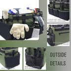SCAVATA Wearable Cleaning Caddy Organizer with Handle & Shoulder Straps for Housekeepers, Under Sink & Car Cleaning Tool Organizer Bag with 4 Foldable Dividers (Green) - color: Green