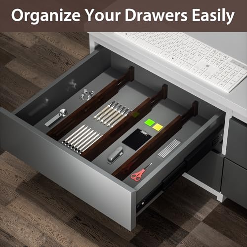DUCOO 4 PCS Drawer Divider, 17"-22" Adjustable Bamboo Drawer Dividers Organizers, 2.3" High Expandable Separators for Kitchen, Clothes, Dressers, Home, Office, Mocha - color: Mocha