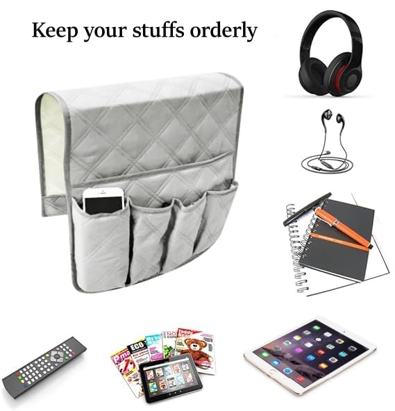 Sofa Armchair Caddy Non-slip Remote Control Holder 5 Pockets Sofa Armrest Organizer Caddy Storage for Recliner Couch Magazine Holder Armrest Side Pocket Storage for Magazine Tablet Glasses Phone