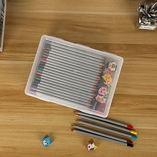 BTSKY Clear Plastic Storage Box with Flap Lid, Multipurpose Craft Organizers and Storage Box Art Supply Storage Organizer Plastic Sewing Box for Beads Pencils Notebooks, 2 Pack Small - size: Small-2 Pack