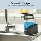 Casabella Sink Sider Solo Kitchen Soap Pump and Sponge Caddy, Black/Chrome - 2-in-1 Soap and Sponge Caddy, One-Hand Soap Dispensing, Easy to Refill and Clean, Efficient Size (Pack of 6) - color: Black