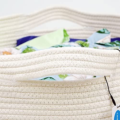 Casaphoria Extra Large Woven Cotton Rope Storage Basket for Organizing,Tall Round Woven Baskets for Clothes Blanket Pillows Towels,Big Capacity Laundry Hamper for Bathroom LivingRoom Bedroom - color: ‎Beige