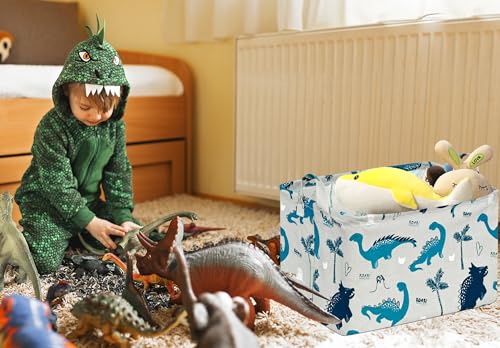 Baby Waterproof Storage Basket Toys Organizer Nursery Bins for Women Kids Hamper for Organizing Home/Dorm/Kitchen/Pet/Office/Closet/Shelf/Room Decor - color: Green Dinosaur