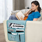Teniux Remote Control Holder Faux Leather Armrest Organizer with 6 Pockets for recliner couch sofa, Armchair Caddy for Smart Phone, Book, Magazines, Ipad, Remotes (Teal) - color: Teal