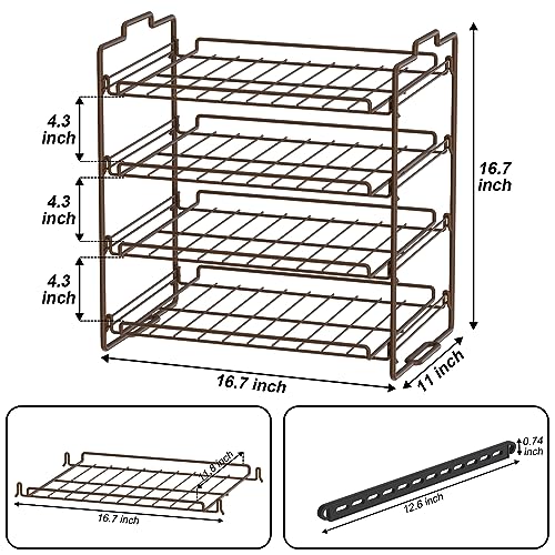 4 Tiers Stackable Can Rack Organizer, Wear-resistant Upgrade Beverage Food Can Dispenser Holder Holds up to 48 Cans for Kitchen Cabinet and Pantry (Brown) - color: brown