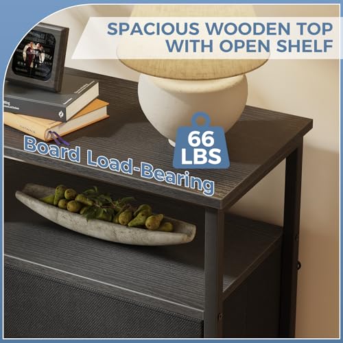 DUMOS Fabric Dresser for Bedroom with 8 Drawers, Tall 8-Drawer Chest of Drawers with Raised Shelf, Storage Tower with Fabric Bins for Closet Organization, Hallway Storage, Ink - color: Ink, size: 31.5"D x 45.9"W x 11.8"H (8 Drawers)