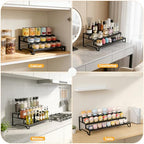 Attelite 3 Tier Expandable Can Rack Organizer for Pantry, Adjustable 13"-21" Metal Soda Can Organizer, Pantry Organization Canned Food Storage Holder for Kitchen Cabinet Countertop, Black 1Pack