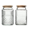 Large Glass Storage Jar, 2 Pack 60 FL OZ Glass Food Storage Containers with Bamboo Lid, Kitchen Laundry Room Organization Decorative Jar for Candy Cookies Coffee Beans Flour Nuts Airtight Glass Jars