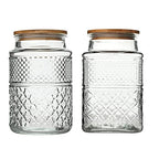 Large Glass Storage Jar, 2 Pack 60 FL OZ Glass Food Storage Containers with Bamboo Lid, Kitchen Laundry Room Organization Decorative Jar for Candy Cookies Coffee Beans Flour Nuts Airtight Glass Jars