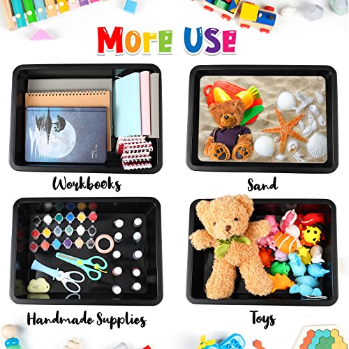 Qunclay 10 Pcs Flat Storage Tray Organizer Bin Letter Size Paper Trays for Classroom Art Activity Plastic Stackable File Paper Organizer for School Office Teacher Book Organization, Black