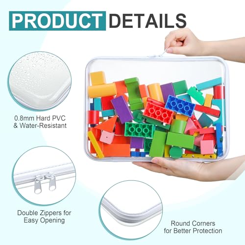 Sanwuta 6 Pcs Clear Hard Zipper Case Plastic Zipper Pouches Transparent Makeup Bag Pencil Case Pouches Toiletry Diaper Bag for Travel Toy Storage Organizer Bins(White,12.6 x 9 x 2 Inch) - color: White, size: 12.6 x 9 x 2 Inch