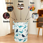LANGYASHAN Laundry Basket Canvas Fabric Collapsible Organizer Basket for Storage Bin Toy Bins Gift Baskets Bedroom Clothes Children Nursery Hamper (Full dinosaur) - color: Full Dinosaur