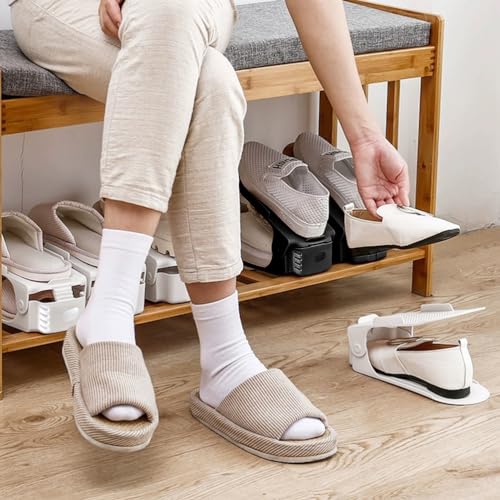 Shoe Organizer 36 Pack - Shoe Stackers, Space Savers 50%, 4 Levels Adjustable Rack, White