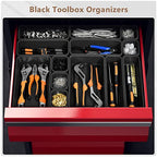 A-LUGEI【𝟱𝟴𝗣𝗰𝘀】【5 Size】 Tool Box Organizer Tray Divider Set, 【Black】 Desk Drawer Organizer, Garage Organization and Storage Toolbox Accessories Rolling Tool Chest Cart Cabinet WorkBench Small Part - size: 58pcs-5 Size