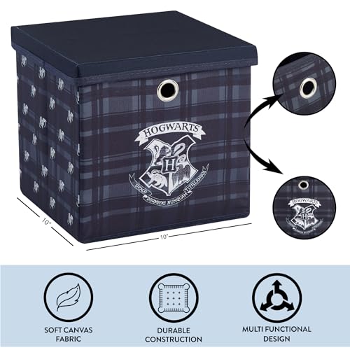 Harry Potter Collapsible Storage Cube with Removable Lid,10” x 10” x 10” Fabric Organizer Bin for Kids Bedroom, Closet or Playroom Décor - color: Harry Potter