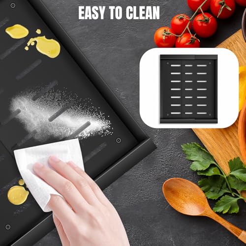 Pull Out Spice Rack Organization for Cabinet, Slide Out Expandable Spice Organizer, Adjustable Spice Cabinet Organizers, Cabinet Size Need: 2.4" Highx10.6" Deepx(6" to 8.2")Wide, Hold 20 Spice Jar